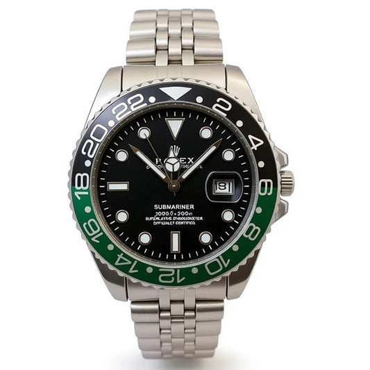 RLX - GMT-Master Green & Black Dial with Date Display (Stainless Steel Chain)