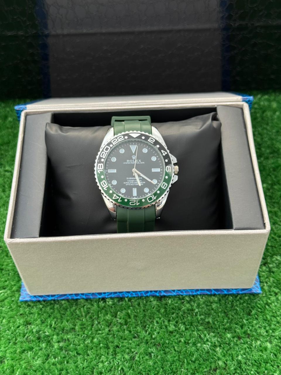 RLX – GMT Master II | Black Dial | Green Bezel | Green Strap Men's Watch