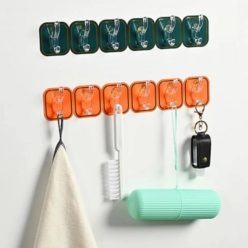 6 Row Sticky Wall Hook (Pack of 2)