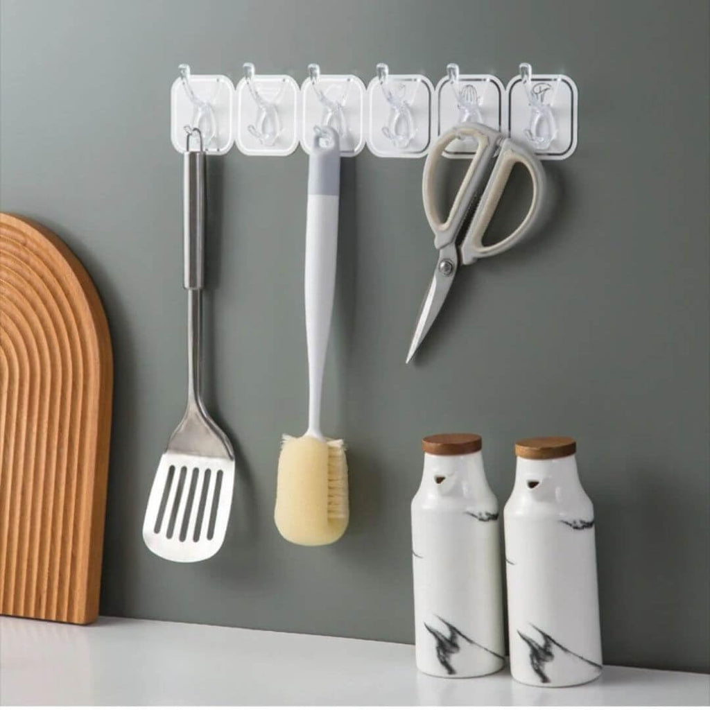 6 Row Sticky Wall Hook (Pack of 2)