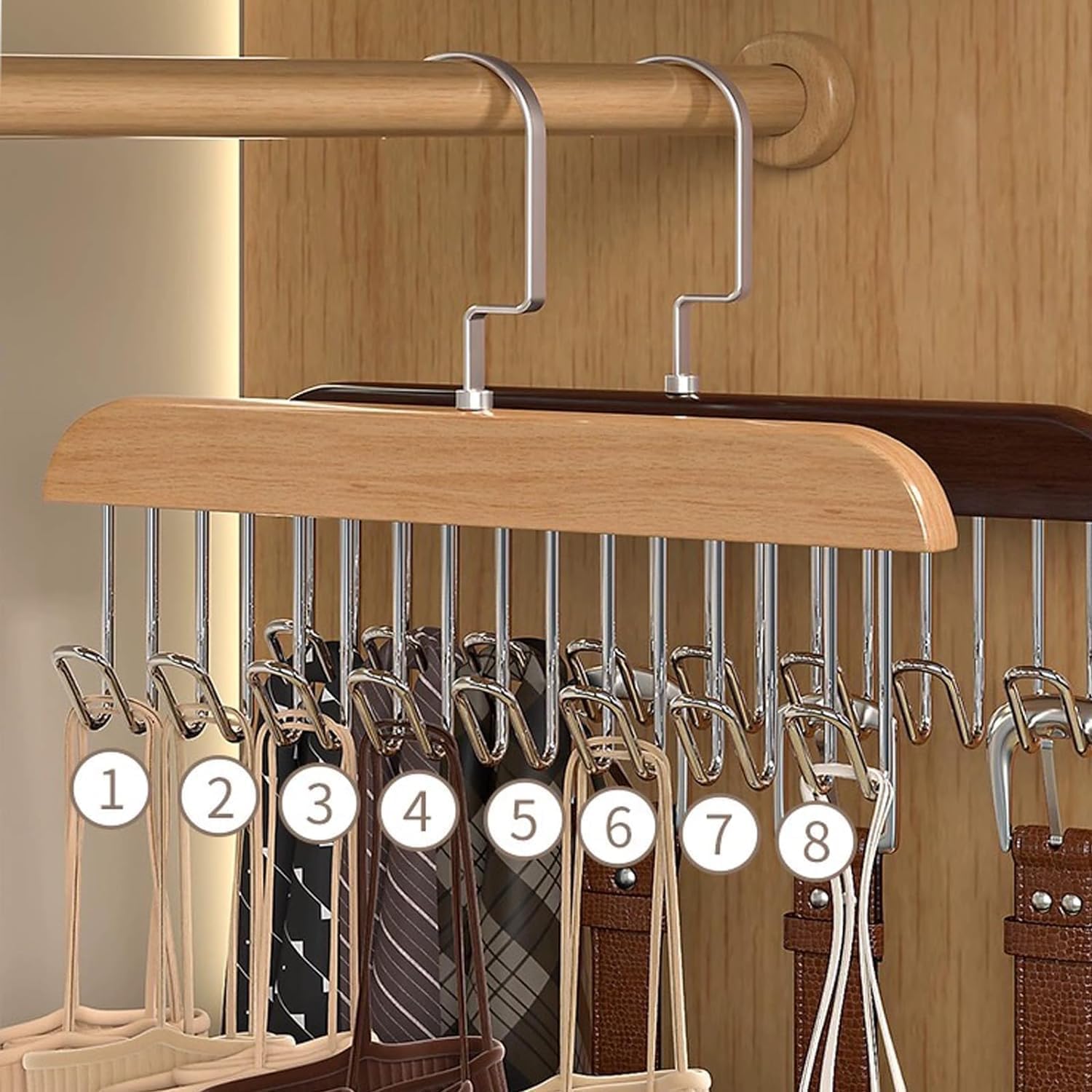 Wooden 8-Hook Storage Hanger