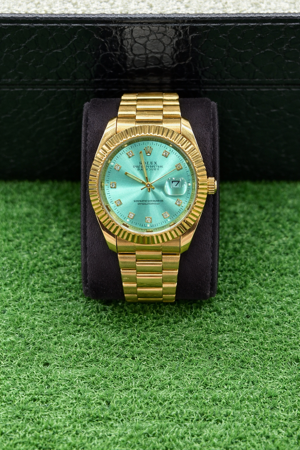 RLX – Datejust Gold Mint Green Diamond Dial Men's Watch