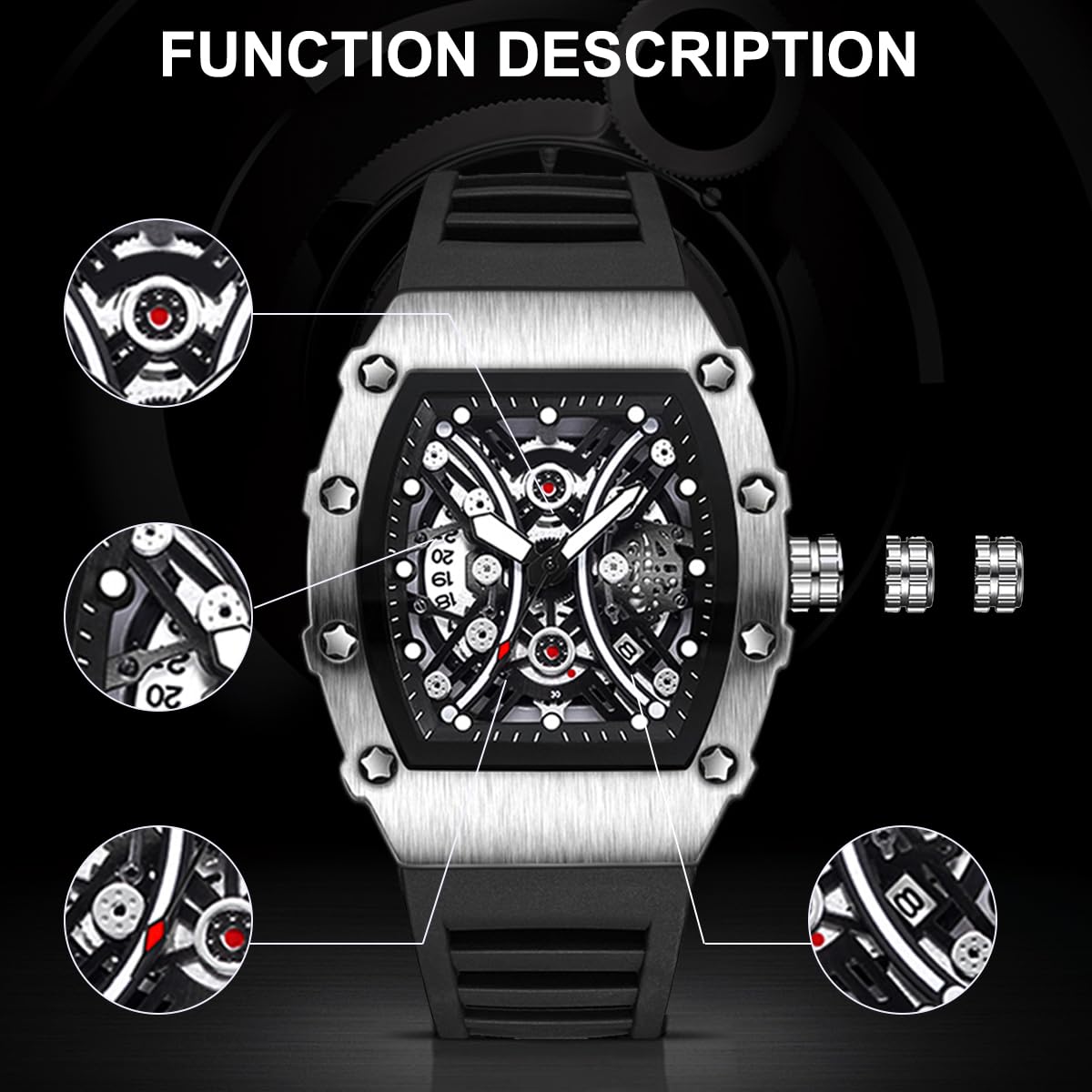 Bold Barrel Shape Watch – Fashion Skeleton Quartz Watch For Men