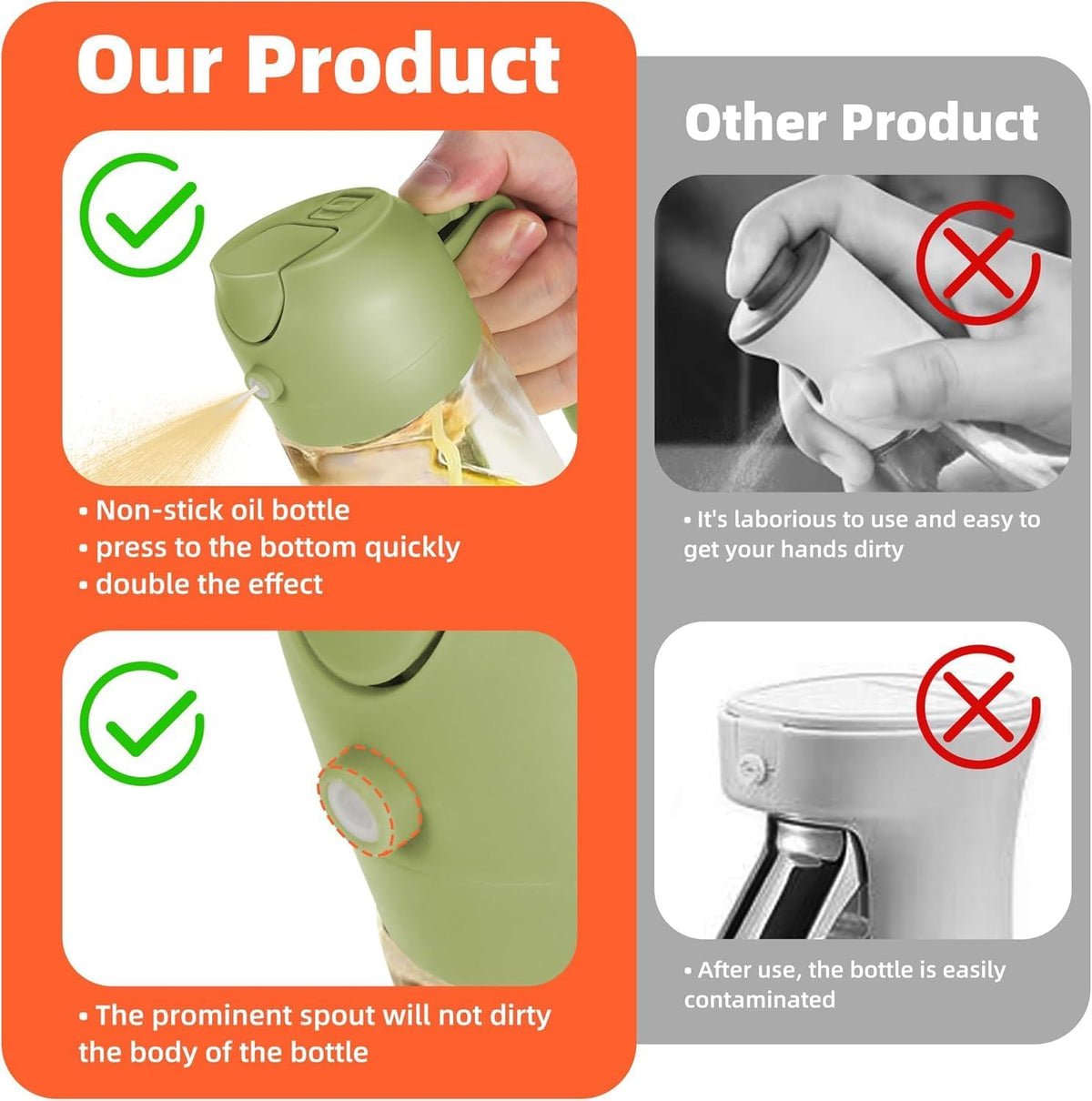 2 in 1 Oil Sprayer and Dispenser Bottle - 500ml