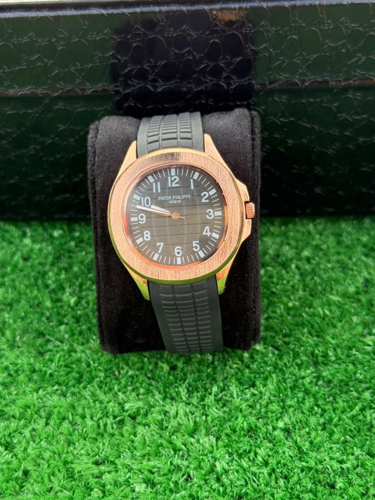 PP Aquanaut Black Dial Rose Gold Men's Watch