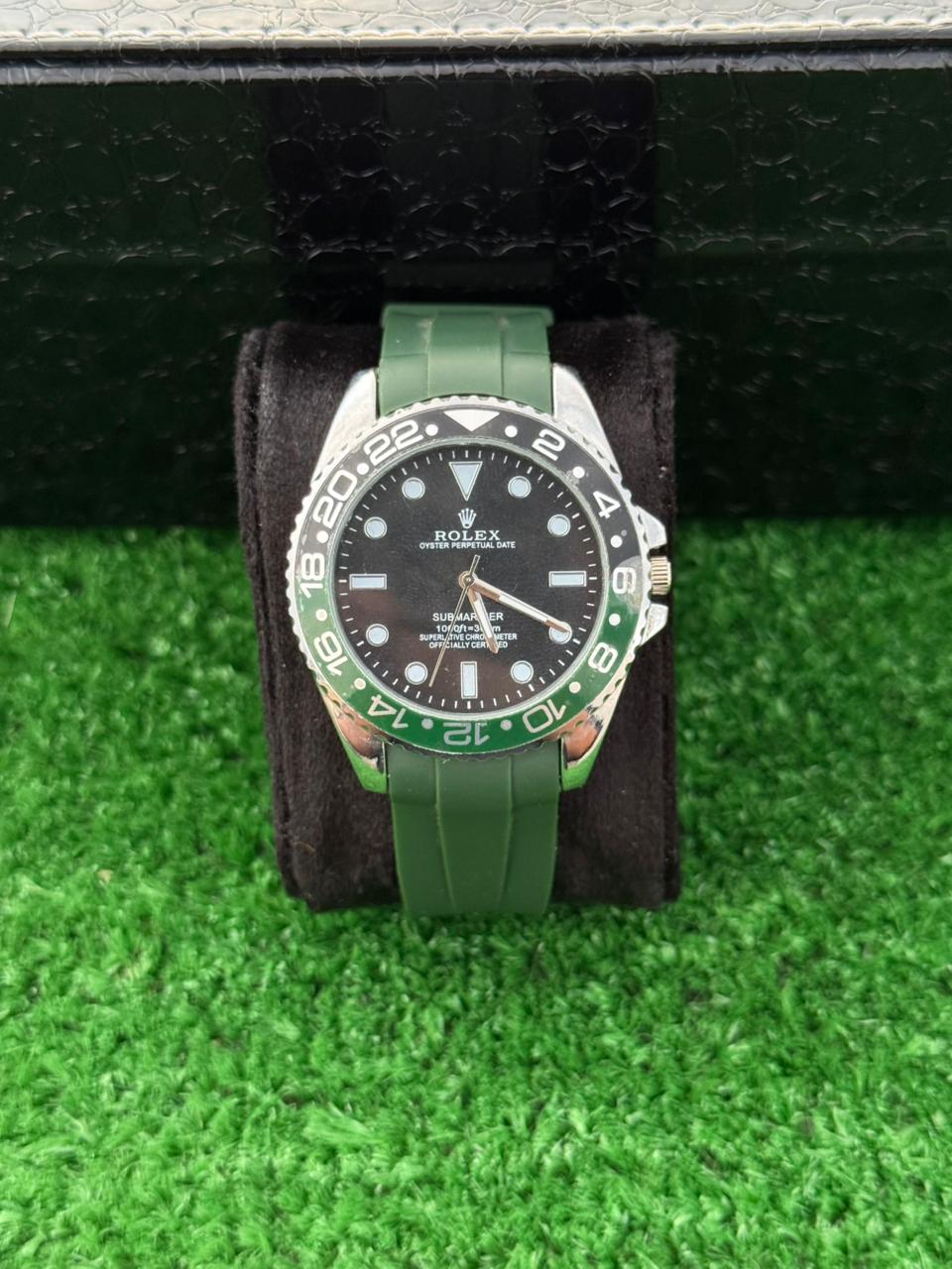 RLX – GMT Master II | Black Dial | Green Bezel | Green Strap Men's Watch
